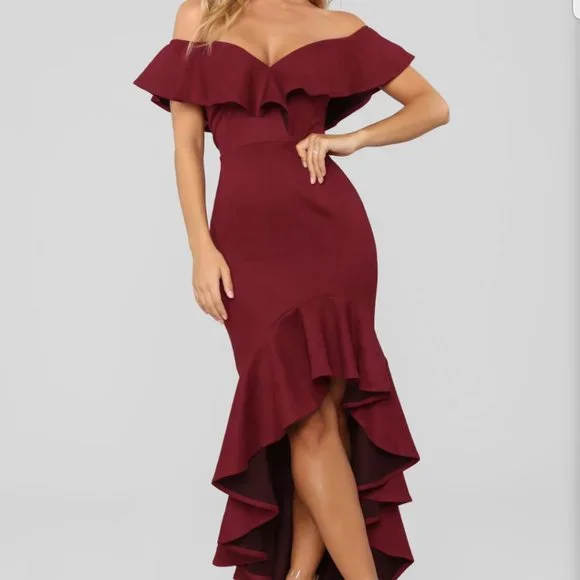 Fashion Nova | Dresses | Burgundy Wine Colored Evening Dress | Poshmark